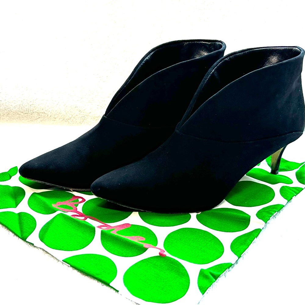 Boden Alexis Mid Heel Boot in Black Suede, Women's Side 9.5M